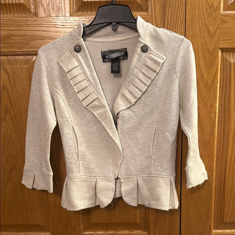Daytrip Cream Blazer with Ruffled Collar